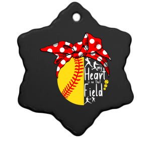 My Heart Is On That Field Tee Baseball Softball Mama Gift Ceramic Star Ornament