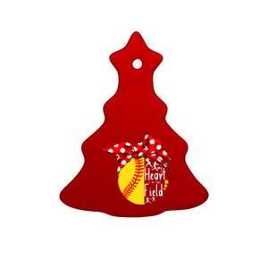 My Heart Is On That Field Tee Baseball Softball Mama Gift Ceramic Tree Ornament