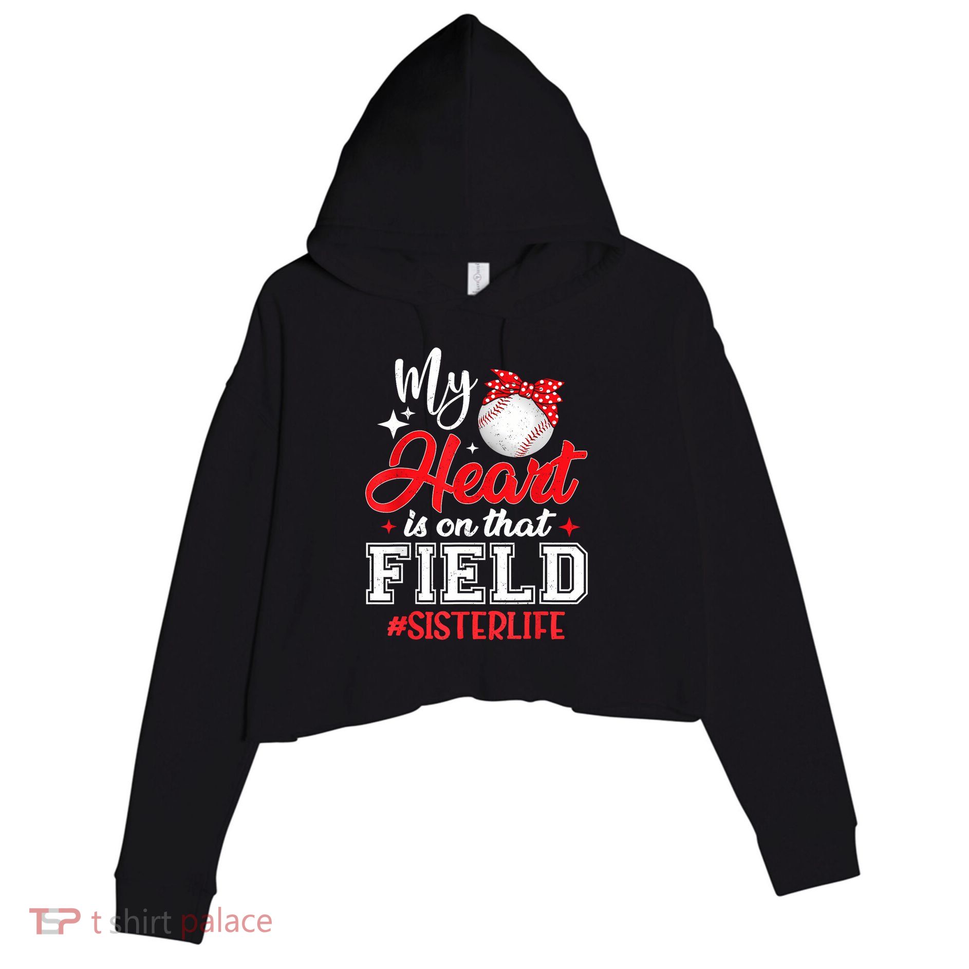My Heart Is On That Field Baseball Sister Crop Fleece Hoodie