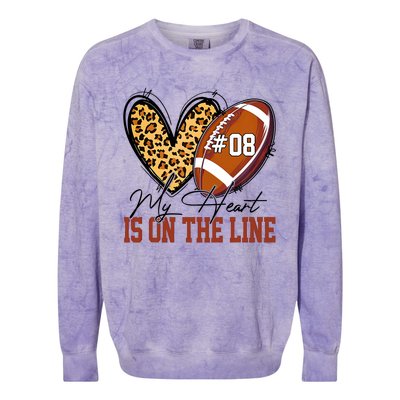 My Heart Is On The Line Number 8 Football American Colorblast Crewneck Sweatshirt