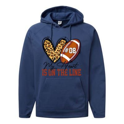 My Heart Is On The Line Number 8 Football American Performance Fleece Hoodie