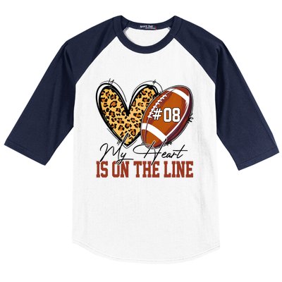 My Heart Is On The Line Number 8 Football American Baseball Sleeve Shirt