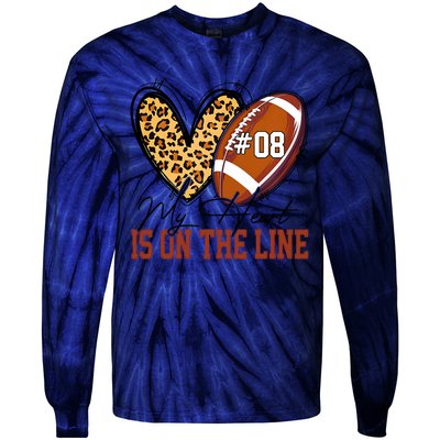 My Heart Is On The Line Number 8 Football American Tie-Dye Long Sleeve Shirt