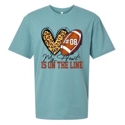 My Heart Is On The Line Number 8 Football American Sueded Cloud Jersey T-Shirt