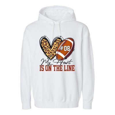 My Heart Is On The Line Number 8 Football American Garment-Dyed Fleece Hoodie