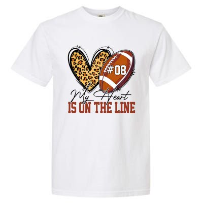 My Heart Is On The Line Number 8 Football American Garment-Dyed Heavyweight T-Shirt