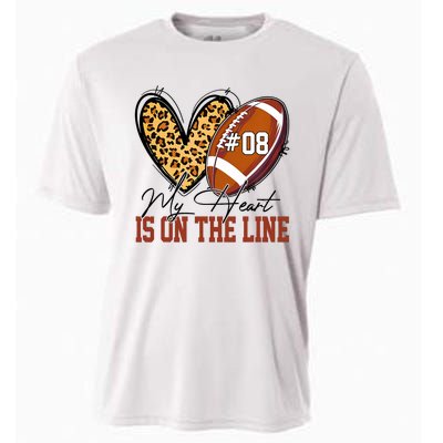 My Heart Is On The Line Number 8 Football American Cooling Performance Crew T-Shirt