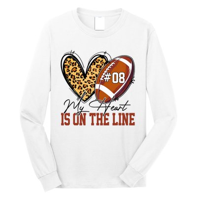 My Heart Is On The Line Number 8 Football American Long Sleeve Shirt