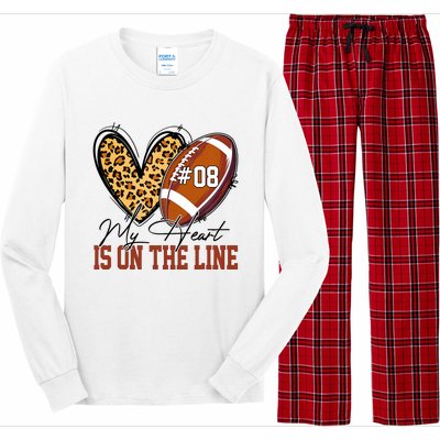 My Heart Is On The Line Number 8 Football American Long Sleeve Pajama Set