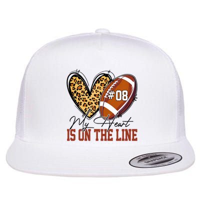 My Heart Is On The Line Number 8 Football American Flat Bill Trucker Hat