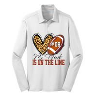 My Heart Is On The Line Number 8 Football American Silk Touch Performance Long Sleeve Polo