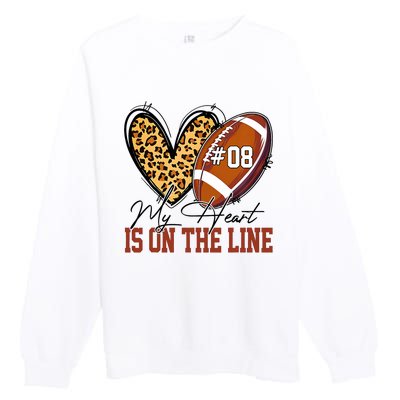 My Heart Is On The Line Number 8 Football American Premium Crewneck Sweatshirt