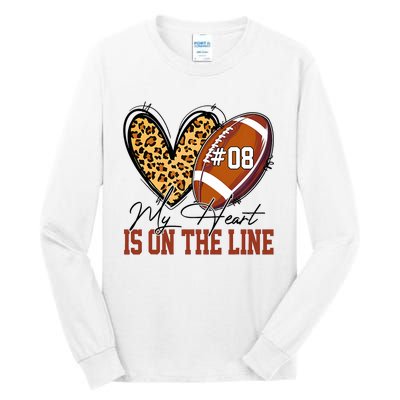 My Heart Is On The Line Number 8 Football American Tall Long Sleeve T-Shirt