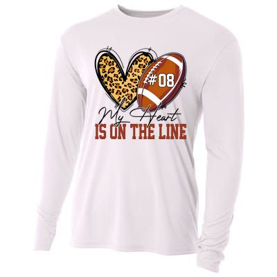 My Heart Is On The Line Number 8 Football American Cooling Performance Long Sleeve Crew