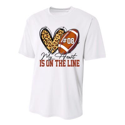 My Heart Is On The Line Number 8 Football American Performance Sprint T-Shirt