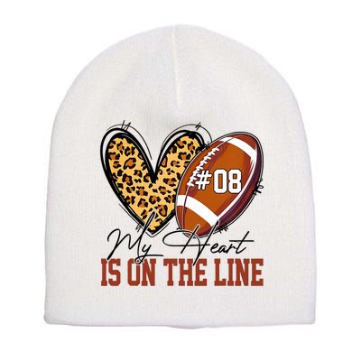 My Heart Is On The Line Number 8 Football American Short Acrylic Beanie