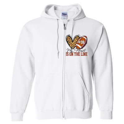 My Heart Is On The Line Number 8 Football American Full Zip Hoodie