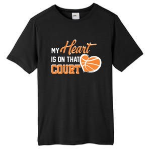 My Heart is on that Court Basketball Dad funny gift for  Tall Fusion ChromaSoft Performance T-Shirt