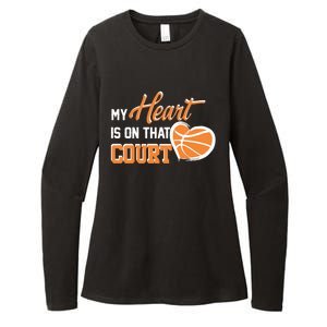 My Heart is on that Court Basketball Dad funny gift for  Womens CVC Long Sleeve Shirt