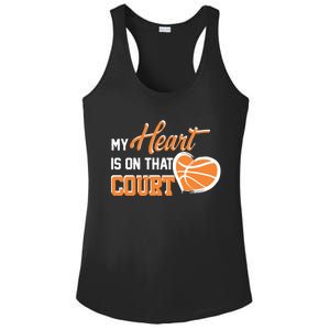 My Heart is on that Court Basketball Dad funny gift for  Ladies PosiCharge Competitor Racerback Tank