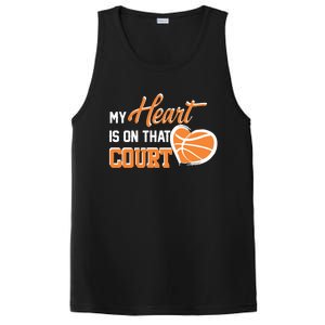 My Heart is on that Court Basketball Dad funny gift for  PosiCharge Competitor Tank