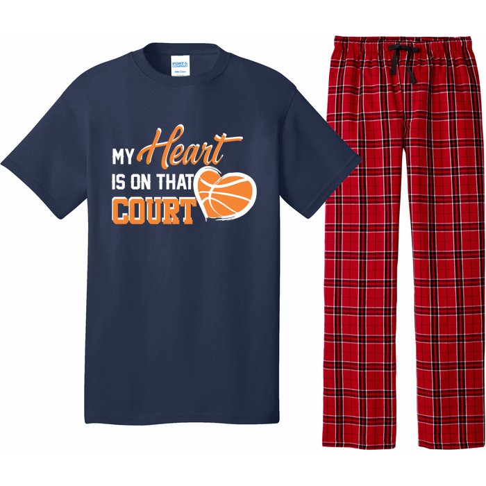 My Heart is on that Court Basketball Dad funny gift for  Pajama Set