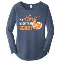 My Heart is on that Court Basketball Dad funny gift for  Women's Perfect Tri Tunic Long Sleeve Shirt