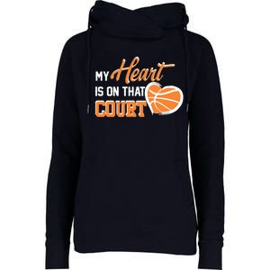 My Heart is on that Court Basketball Dad funny gift for  Womens Funnel Neck Pullover Hood