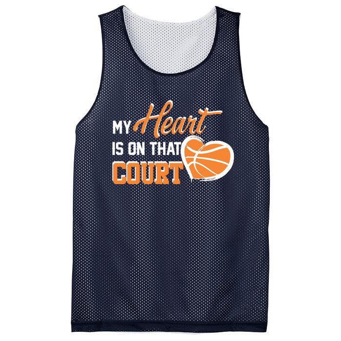 My Heart is on that Court Basketball Dad funny gift for  Mesh Reversible Basketball Jersey Tank