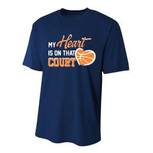 My Heart is on that Court Basketball Dad funny gift for  Performance Sprint T-Shirt