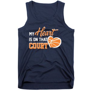 My Heart is on that Court Basketball Dad funny gift for  Tank Top