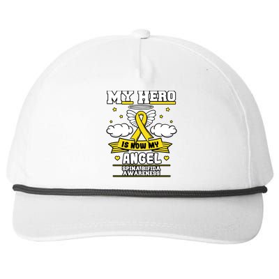 My Hero Is Now My Angel Spina Bifida Awareness Warrior Gift Snapback Five-Panel Rope Hat