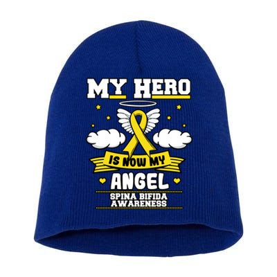 My Hero Is Now My Angel Spina Bifida Awareness Warrior Gift Short Acrylic Beanie