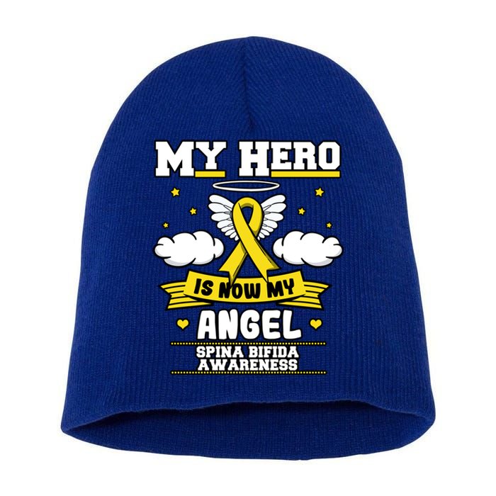 My Hero Is Now My Angel Spina Bifida Awareness Warrior Gift Short Acrylic Beanie