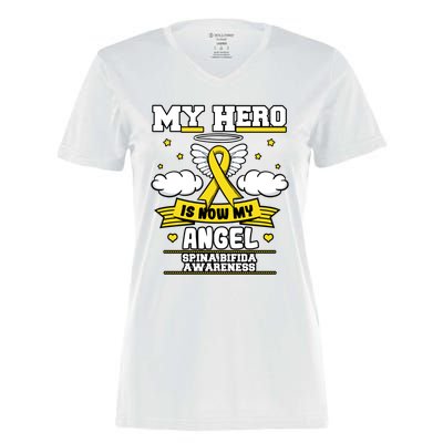 My Hero Is Now My Angel Spina Bifida Awareness Warrior Gift Women's Momentum V-Neck T-Shirt