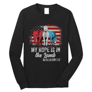 My Hope Is In The Lamb Scripture Elephant Donkey Us Flag Long Sleeve Shirt