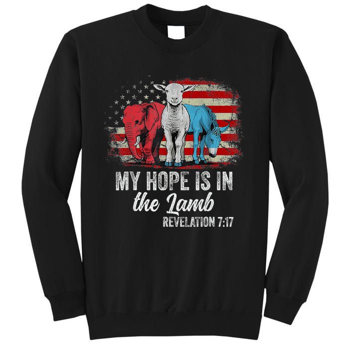 My Hope Is In The Lamb Scripture Elephant Donkey Us Flag Sweatshirt