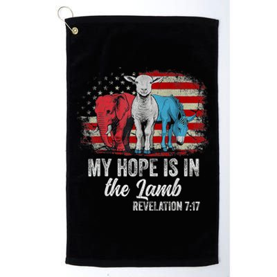 My Hope Is In The Lamb Scripture Elephant Donkey Us Flag Platinum Collection Golf Towel