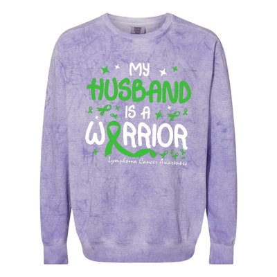 My Husband Is A Warrior Lymphoma Cancer Colorblast Crewneck Sweatshirt