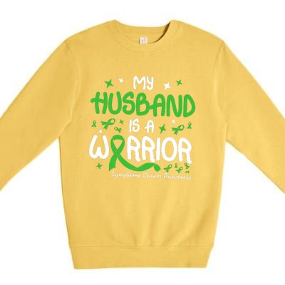 My Husband Is A Warrior Lymphoma Cancer Premium Crewneck Sweatshirt