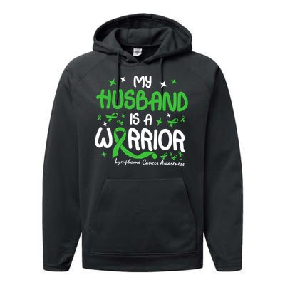 My Husband Is A Warrior Lymphoma Cancer Performance Fleece Hoodie