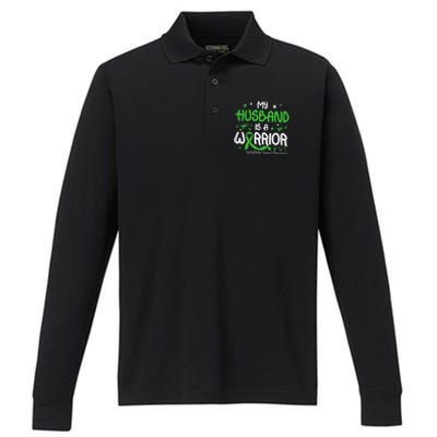 My Husband Is A Warrior Lymphoma Cancer Performance Long Sleeve Polo