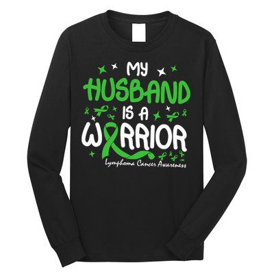 My Husband Is A Warrior Lymphoma Cancer Long Sleeve Shirt