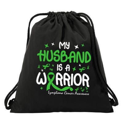 My Husband Is A Warrior Lymphoma Cancer Drawstring Bag