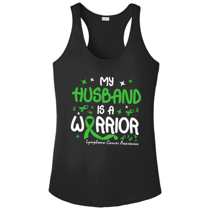 My Husband Is A Warrior Lymphoma Cancer Ladies PosiCharge Competitor Racerback Tank