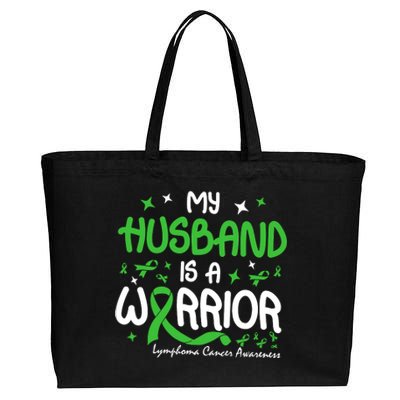 My Husband Is A Warrior Lymphoma Cancer Cotton Canvas Jumbo Tote