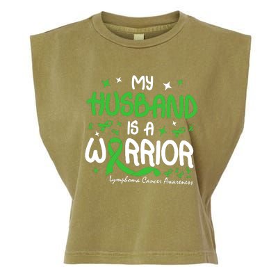 My Husband Is A Warrior Lymphoma Cancer Garment-Dyed Women's Muscle Tee