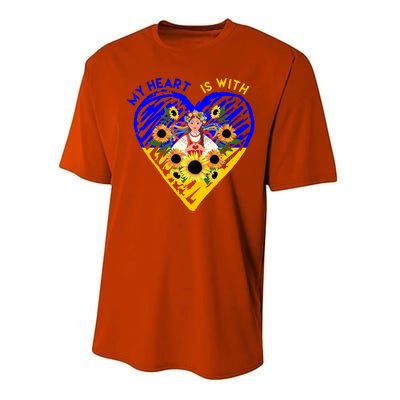 My Heart Is With Ukraine Sunflower Performance Sprint T-Shirt