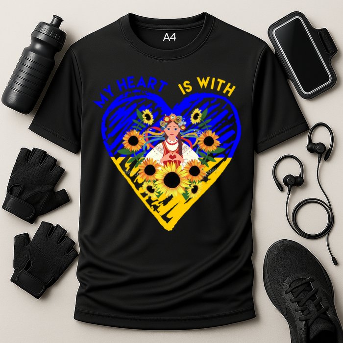 My Heart Is With Ukraine Sunflower Cooling Performance Crew T-Shirt