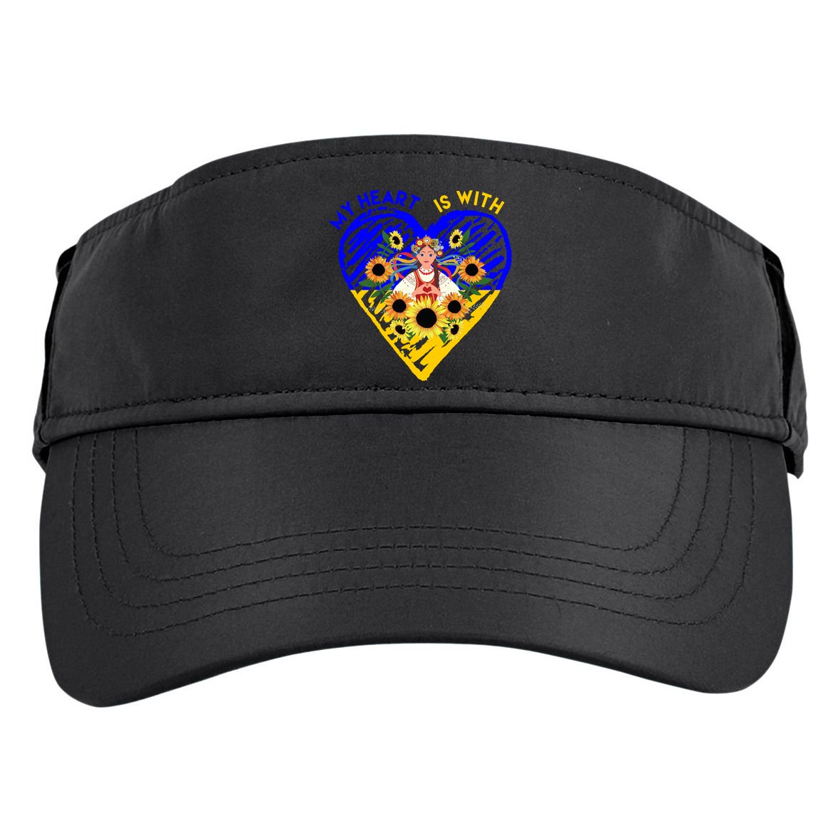 My Heart Is With Ukraine Sunflower Adult Drive Performance Visor